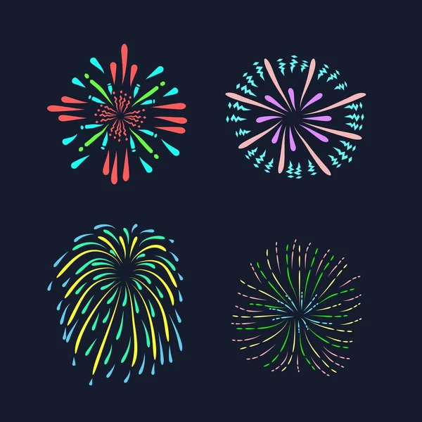 Ensemble Feux Artifice Colorés Bonne Année — Image vectorielle