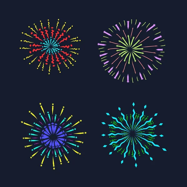 Barevný Fireworks Set Šťastný Nový Rok — Stockový vektor