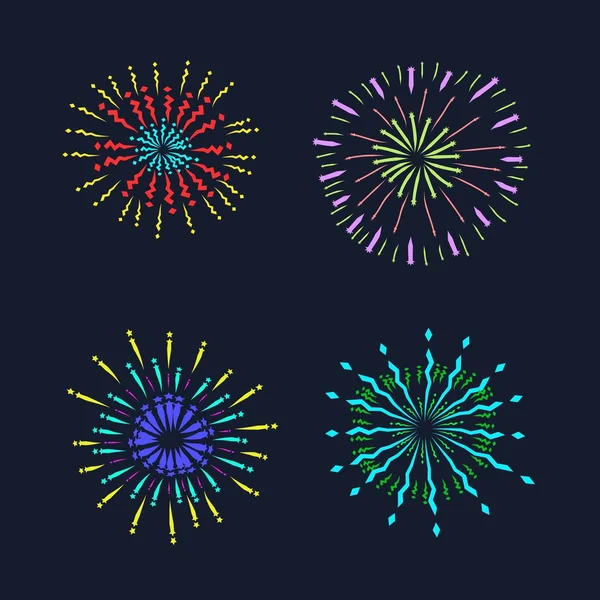 Ensemble Feux Artifice Colorés Bonne Année — Image vectorielle