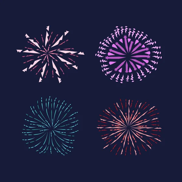 Ilustrace Sady Jednobarevných Fireworks — Stockový vektor