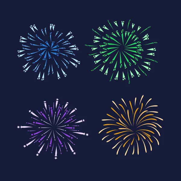 Illustration Monochrome Fireworks Set — Stock Vector