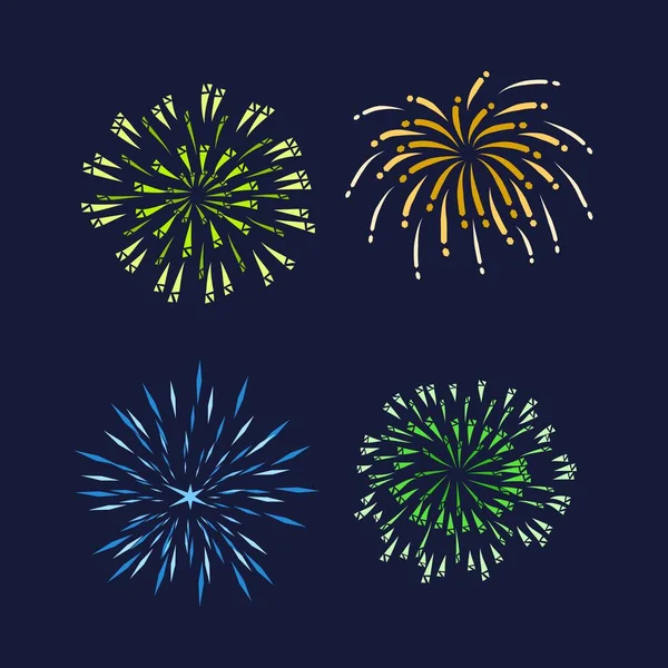 Illustration Monochrome Fireworks Set — Stock Vector