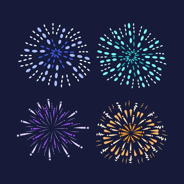 Ilustrace Sady Jednobarevných Fireworks — Stockový vektor