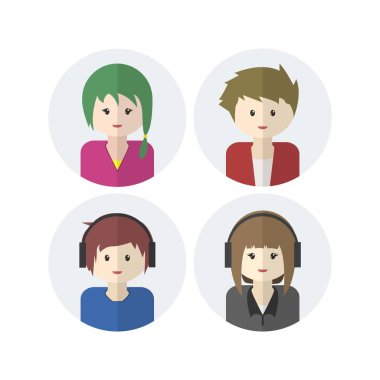 Karakter avatarları, düz tasarım avatarları koleksiyonu