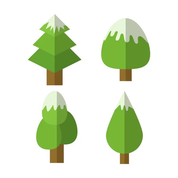 Simple Cartoon Tree Set Płaski Design — Wektor stockowy