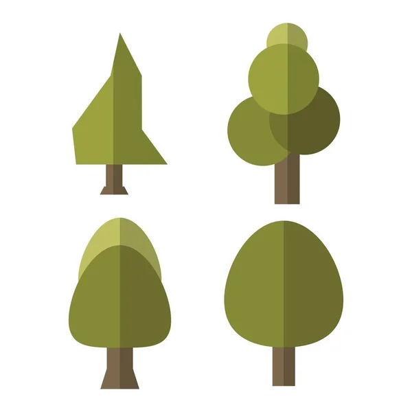 Jednoduchý Cartoon Tree Set Plochý Design — Stockový vektor