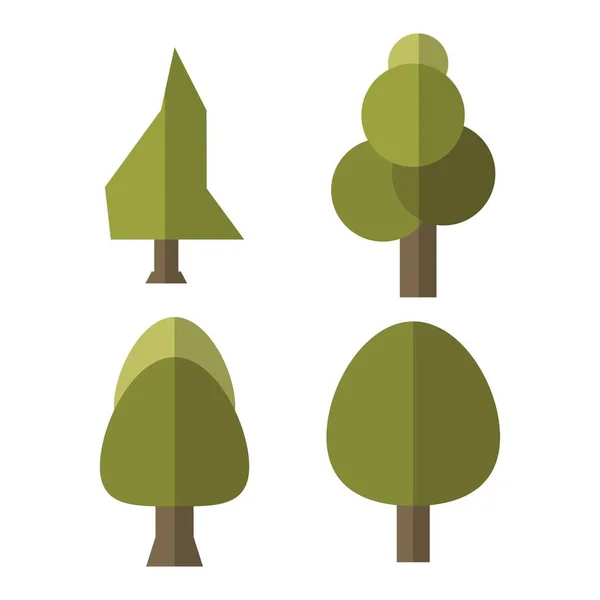 Simple Cartoon Tree Set Płaski Design — Wektor stockowy