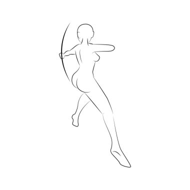 Kadın Archer 'ın Vücut Poz Çizgisi Sanatı