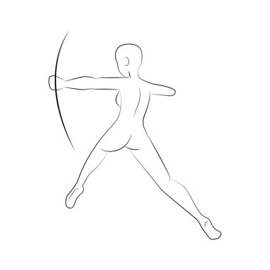 Kadın Archer 'ın Vücut Poz Çizgisi Sanatı