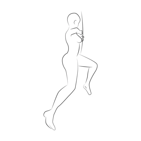 Cuerpo Arquero Femenino Pose Line Art — Archivo Imágenes Vectoriales