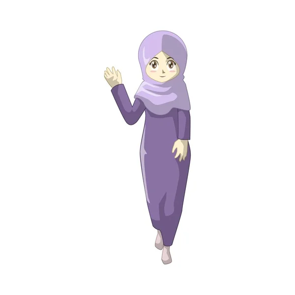 Kartun Muslim Dengan Gaya Manga Jepang - Stok Vektor