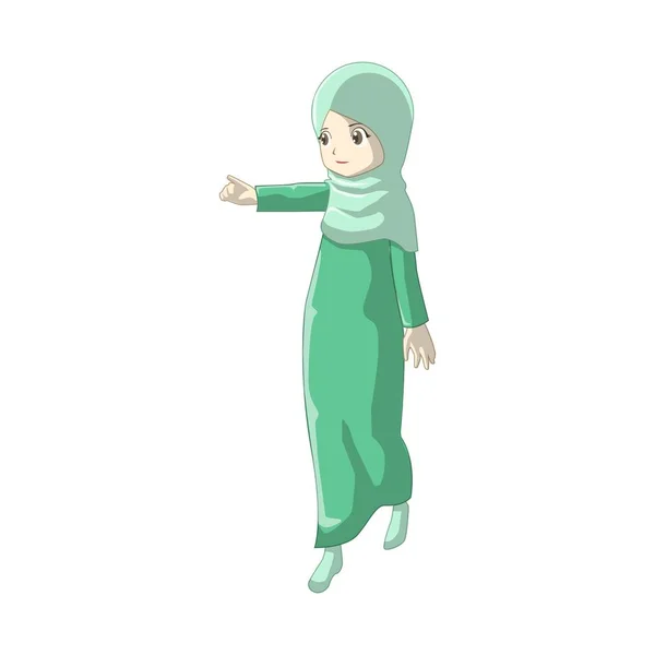 Muslim Cartoon Japanese Manga Style — Stock vektor