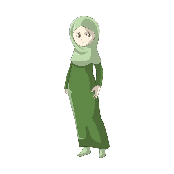 Desenhos Animados Muçulmanos Com Estilo Manga Japonês — Vetor de Stock