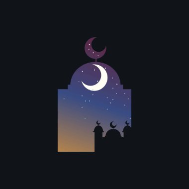 Cami siluetiyle Ramazan Kareem 'in arka planı