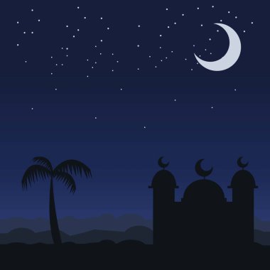 Cami siluetiyle Ramazan Kareem 'in arka planı