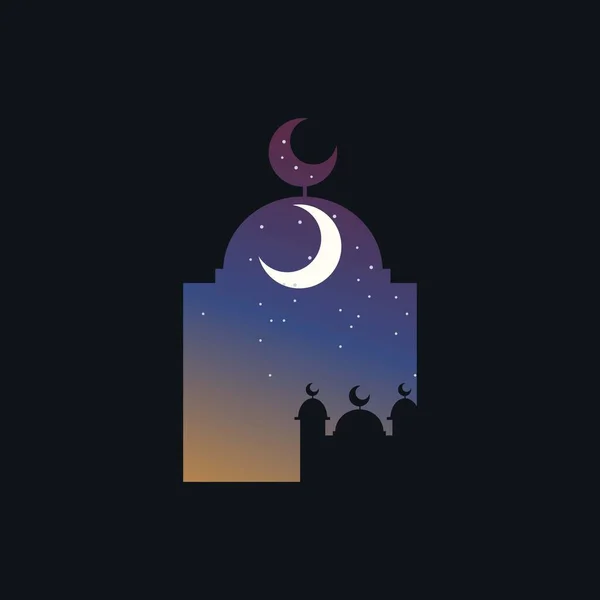 Hintergrund Des Ramadan Kareem Mit Der Silhouette Der Moschee — Stockvektor