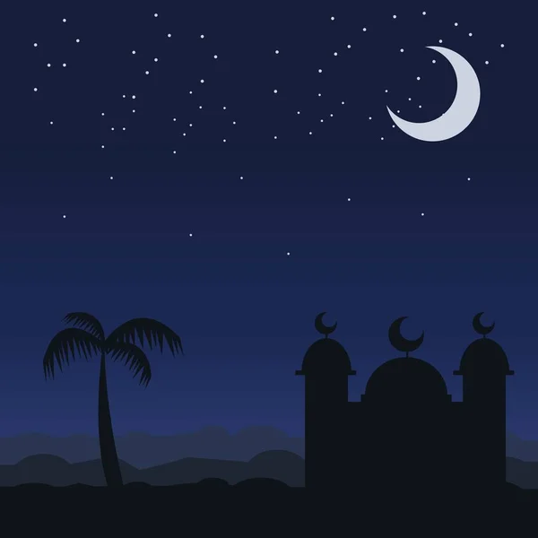 Contexte Ramadan Kareem Avec Silhouette Mosquée — Image vectorielle