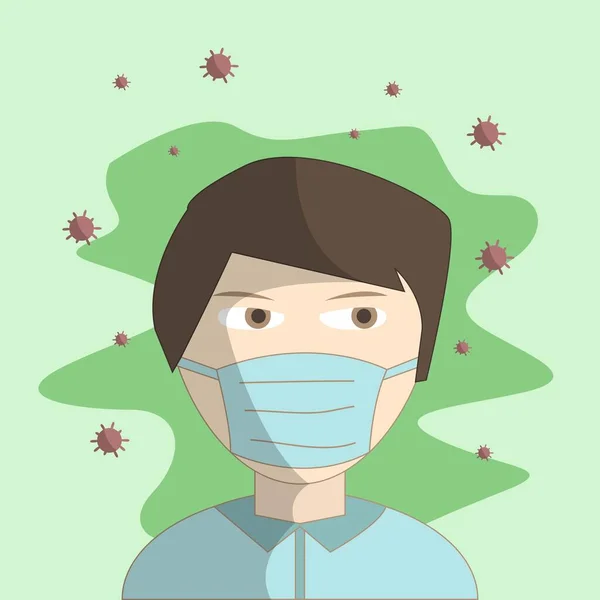 Ilustración Alguien Que Lleva Una Máscara Luchando Contra Virus — Archivo Imágenes Vectoriales