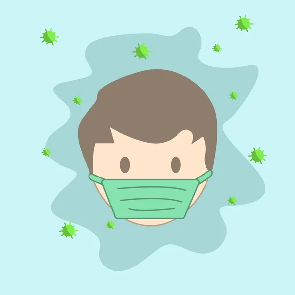 Illustration Quelqu Portant Masque Luttant Contre Virus — Image vectorielle