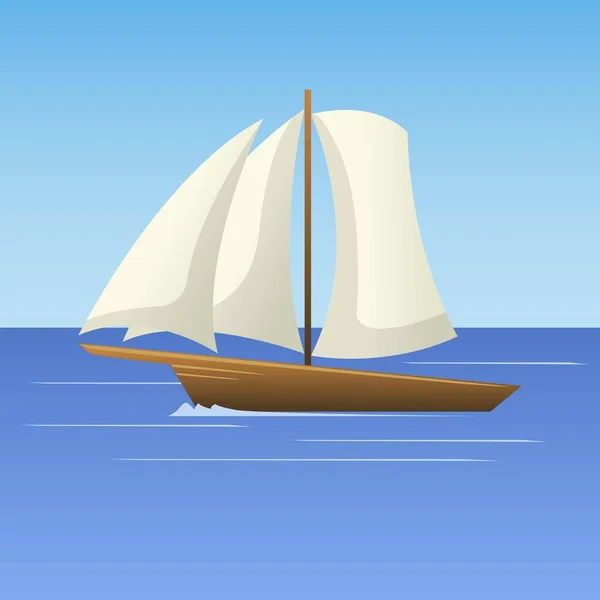 Illustration Sailboat Sea Illustration Sailboat Sea — Stock Vector