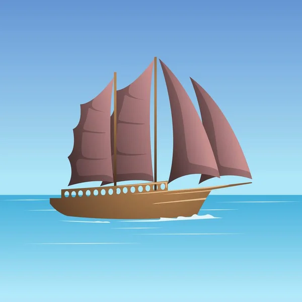 Illustrazione Della Barca Vela Mare Illustrazione Della Barca Vela Mare — Vettoriale Stock