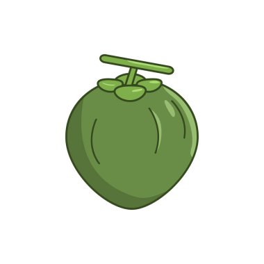 Yeşil hindistan cevizi tasviri, taze ve doğal yeşil renkli.