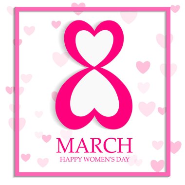 8 Mart tebrik kartı. Dünya Kadınlar Günü için arka plan. Vektör çizim.