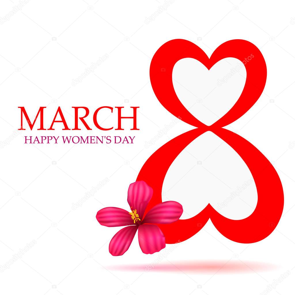 8 March greeting card. Background for International women's day. Vector illustration.