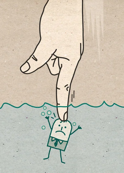 Big Hand - pushing under water — Stock Photo, Image