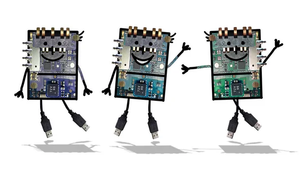 Мультиплікаційні роботи- Смішна електроніка — стокове фото