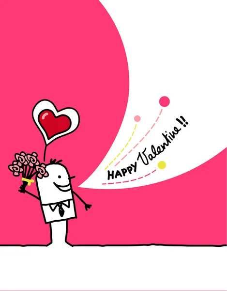 Cartão de saudação desenhado à mão dos desenhos animados - Valentine — Fotografia de Stock