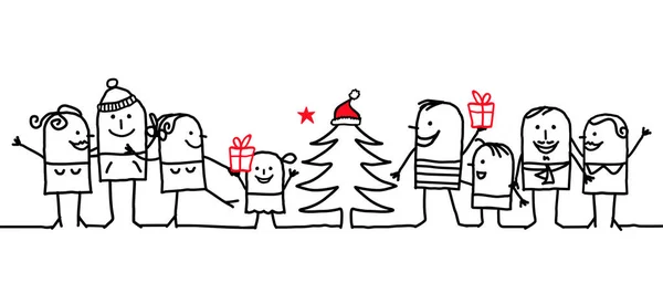 Kreskówka ludzie - Wesołych Świąt — Zdjęcie stockowe