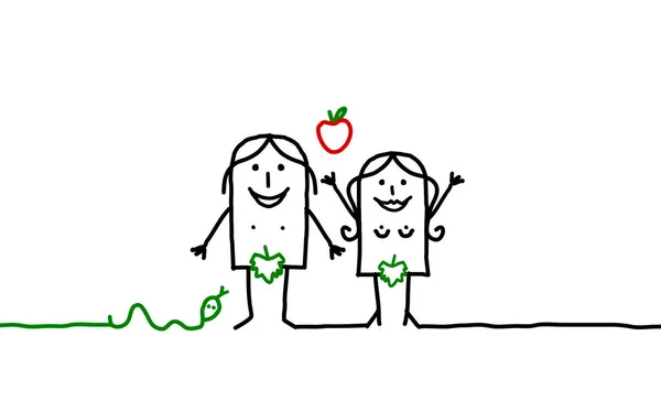 Cartoon couples - Adam and Eve