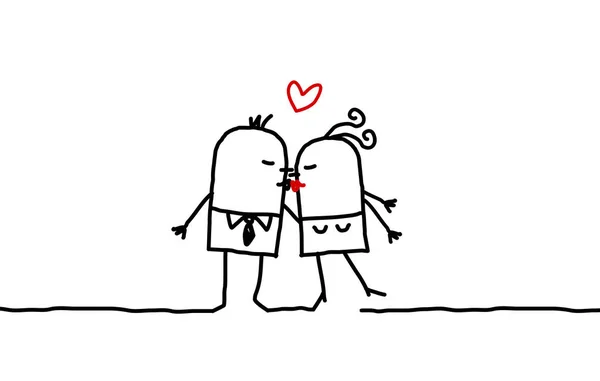 Kreskówka par - Całowanie — Zdjęcie stockowe