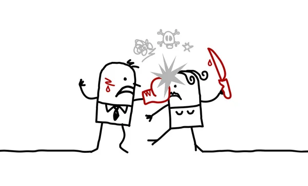 커플-싸움과 폭력 만화 — 스톡 사진
