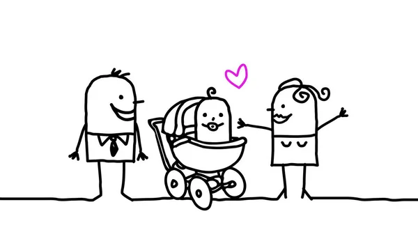 Família dos desenhos animados - bebê recém-nascido — Fotografia de Stock