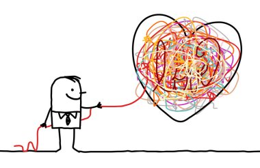 Bir büyük Doodle kalp sadeleştirmek çizgi film adam