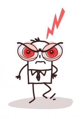 Cartoon Man with Big Angry Eyes clipart