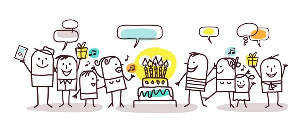 Karikatury lidí a všechno nejlepší k narozeninám — Stockový vektor