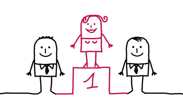 Cartoon Business Team et Leader Femme — Image vectorielle