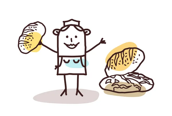 Cartoon mat återförsäljare - baker och bröd — Stock vektor