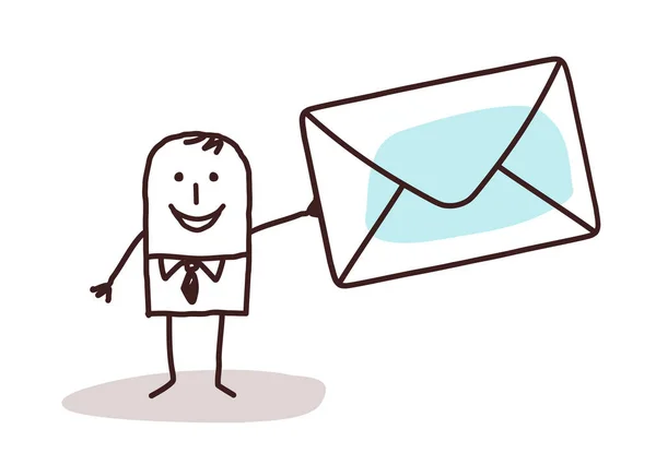 Cartoon zakenman houden een mail enveloppe — Stockvector