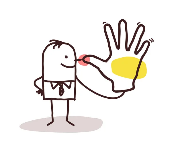 Karikaturist macht ein brüskiertes Handzeichen — Stockvektor