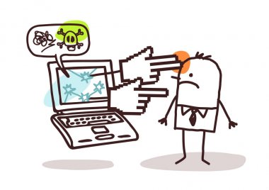 man with laptop and cyberbullying clipart