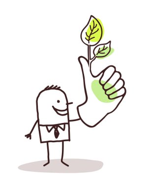 adam yeşil başparmak ile