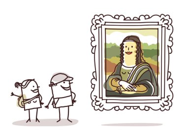 Mona Lisa izlerken turist birkaç
