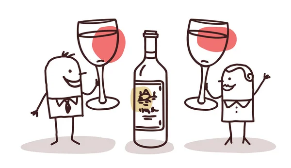 Coppia Vettore Bere Vino — Vettoriale Stock