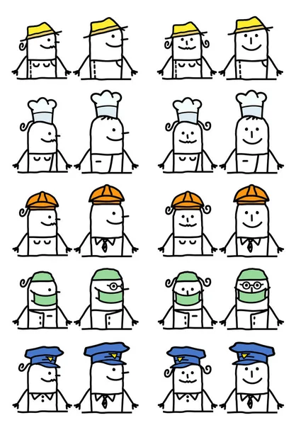 Conjunto Personagens Desenhos Animados Empregos Ocupações — Vetor de Stock