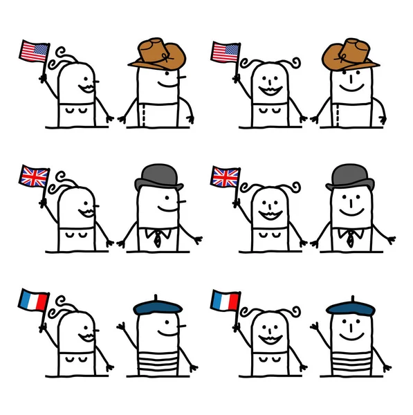 Conjunto Personagens Desenhos Animados Países Tradição —  Vetores de Stock