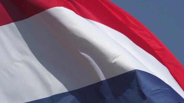 Bandeira da Holanda Acenando no Vento, Movimento Lento — Vídeo de Stock